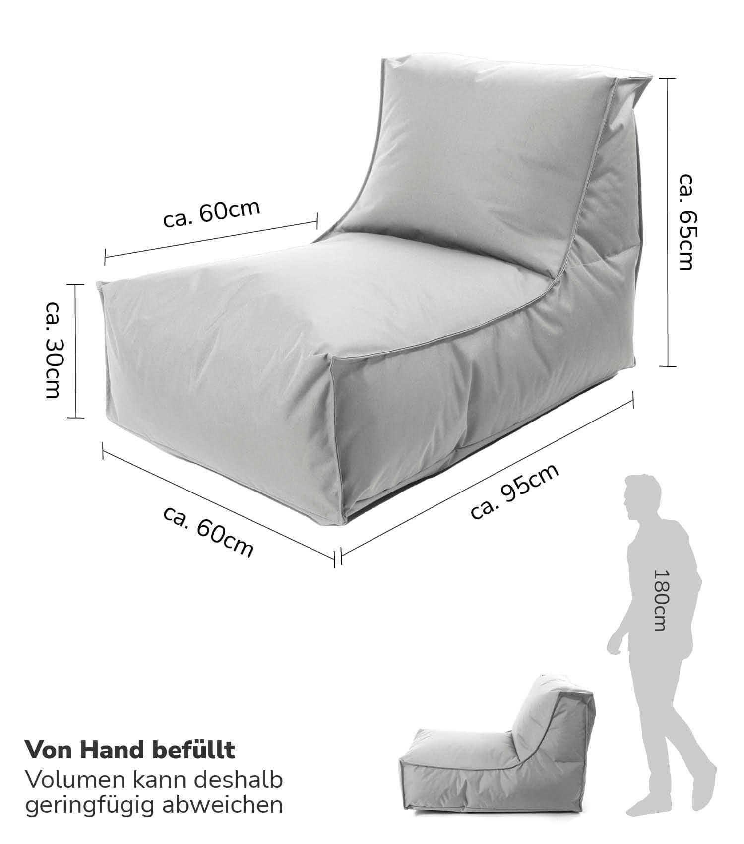 Thumbnail - Mokebo Sitzsack, Grau, Textil, 60x65x95 cm, Oeko-Tex®, Gartenmöbel, Gartenstühle, Outdoor-Sitzsäcke