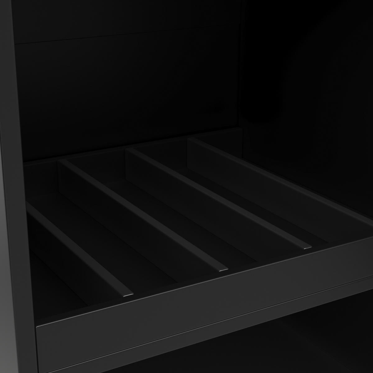 KÜCHENINSEL Schwarz mit drehbaren Regalen & 4 Schubladen (MDF) - Schwarz, Holzwerkstoff (105/102/39cm) - Modfu