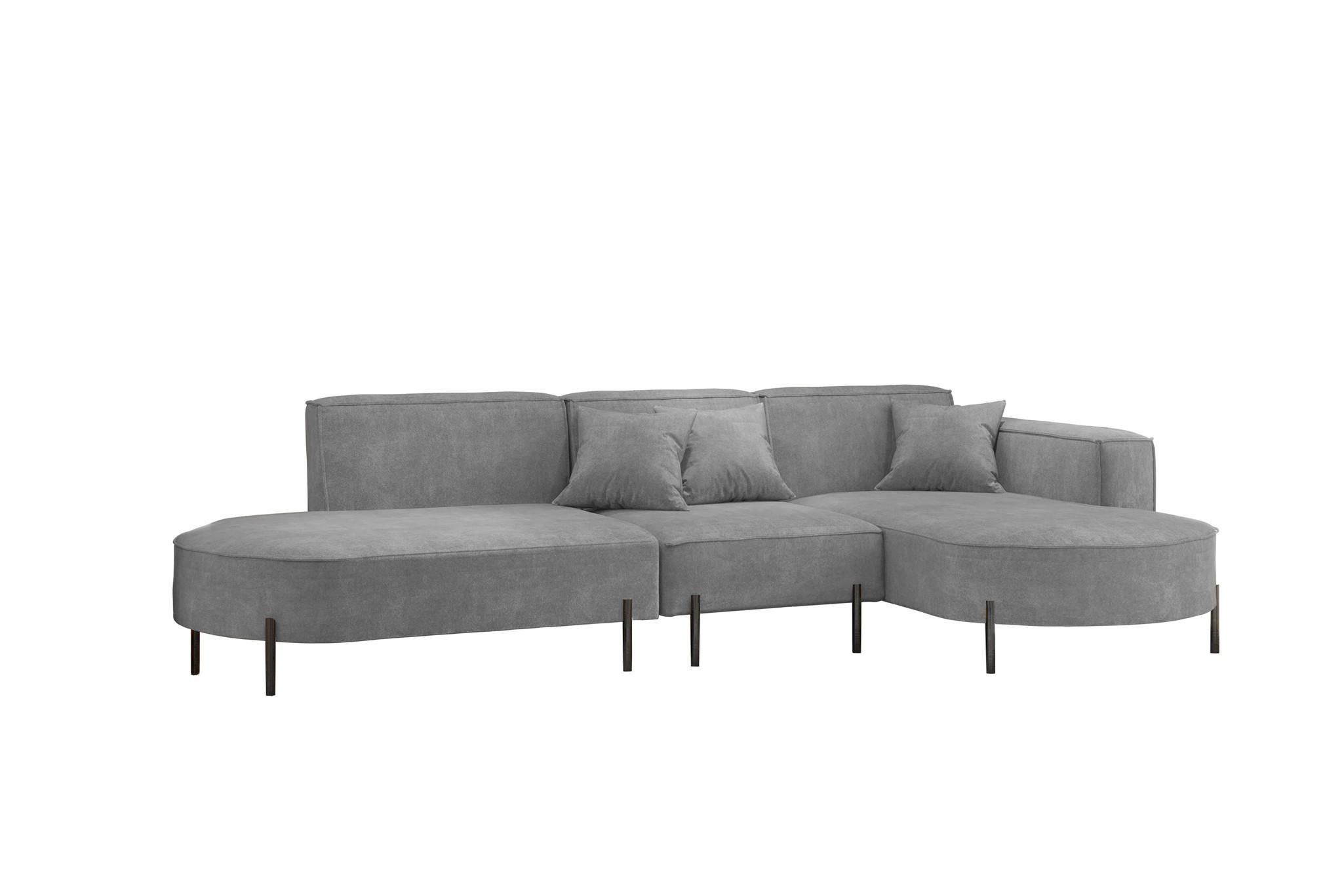 ECKSOFA Valencia - Grau, Holzwerkstoff/Textil (321/165cm) - Fun Möbel