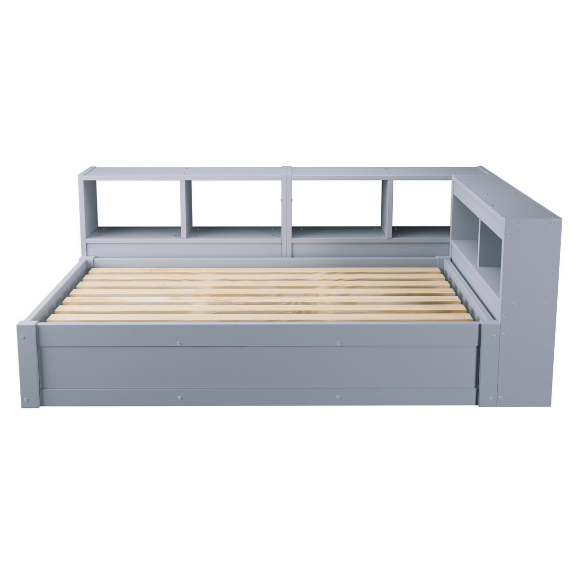 BETT 90/200 cm in Grau mit LED, Steckdose und Stauraum - Grau, Holz/Holzwerkstoff (90/200cm) - CHICFURN