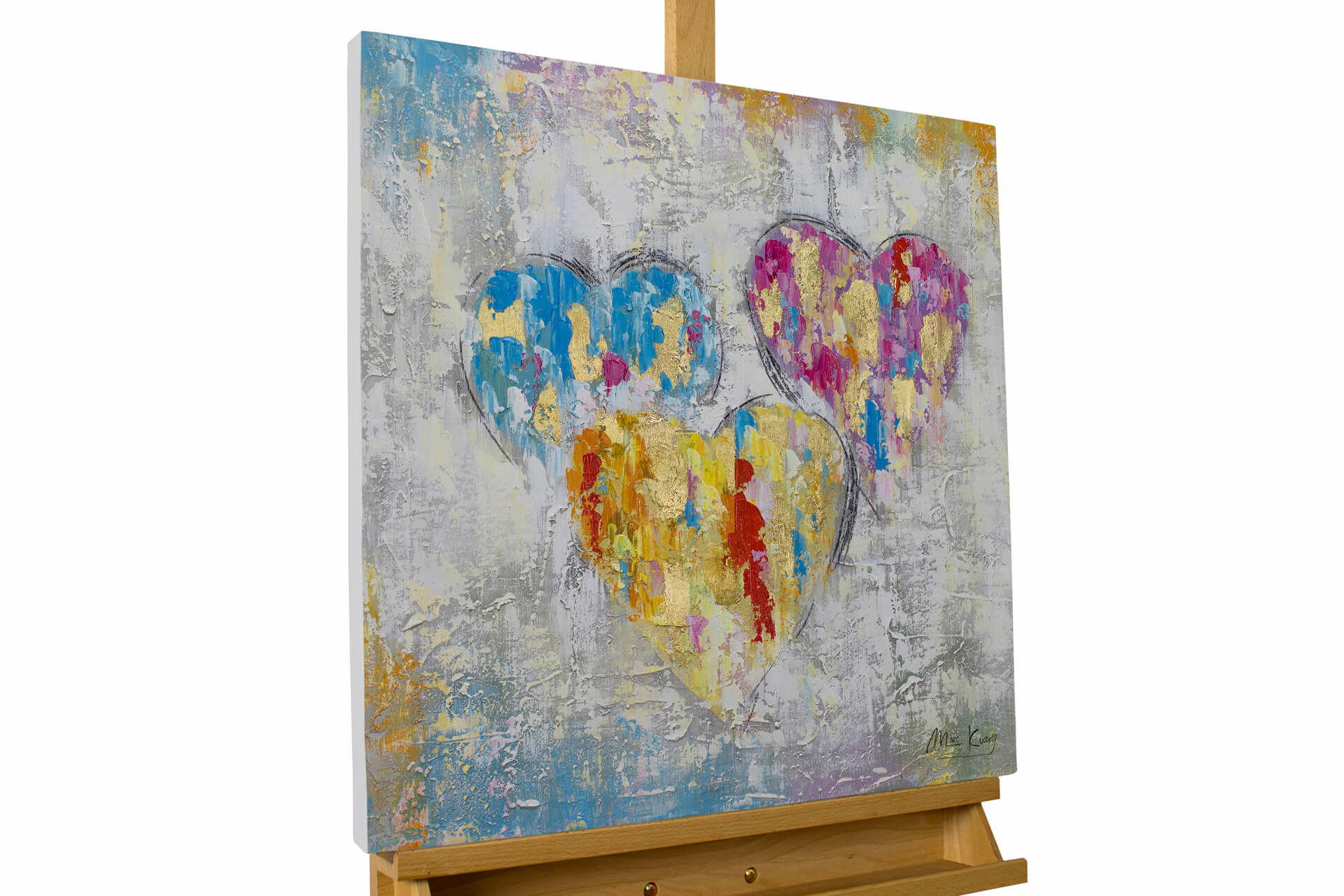 ACRYLBILD HANDGEMALT 60/60 cm - Multicolor/Grau, Holz/Textil (1.1/60cm) - KUNSTLOFT