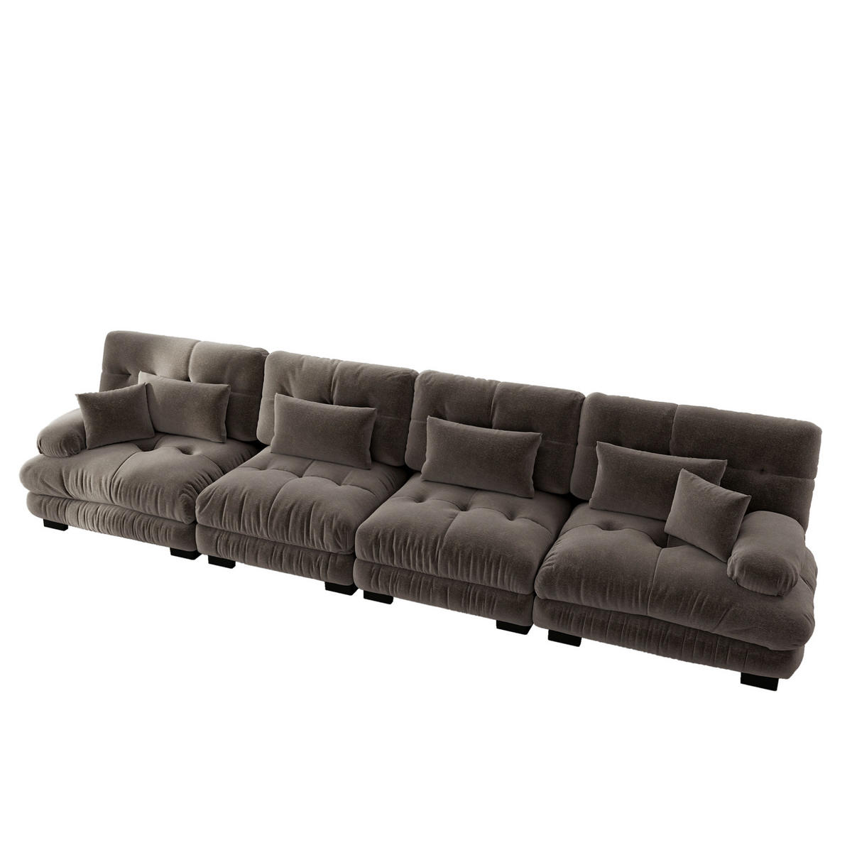 SOFA modular 4-Sitzer Chenille Brown - Dunkelgrau, Kunststoff (77/81/406cm) - Meubliv