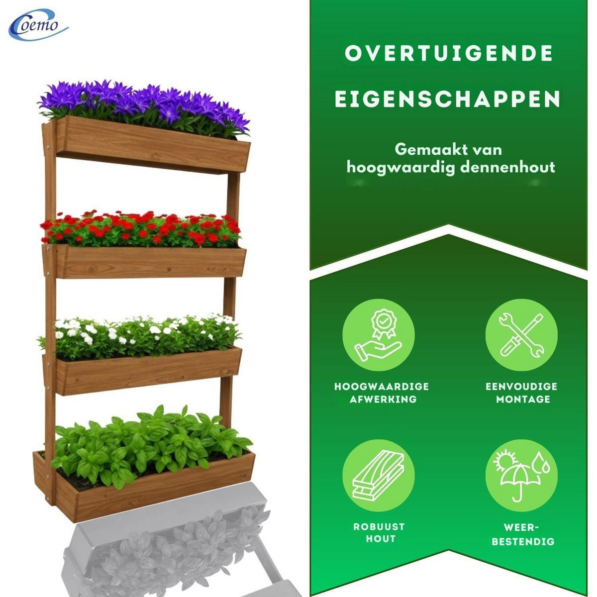 VERTIKALBEET VERA 4 Etagen Farbe Braun 85/45/140 cm - Braun, Holz (45/140/85cm) - Coemo