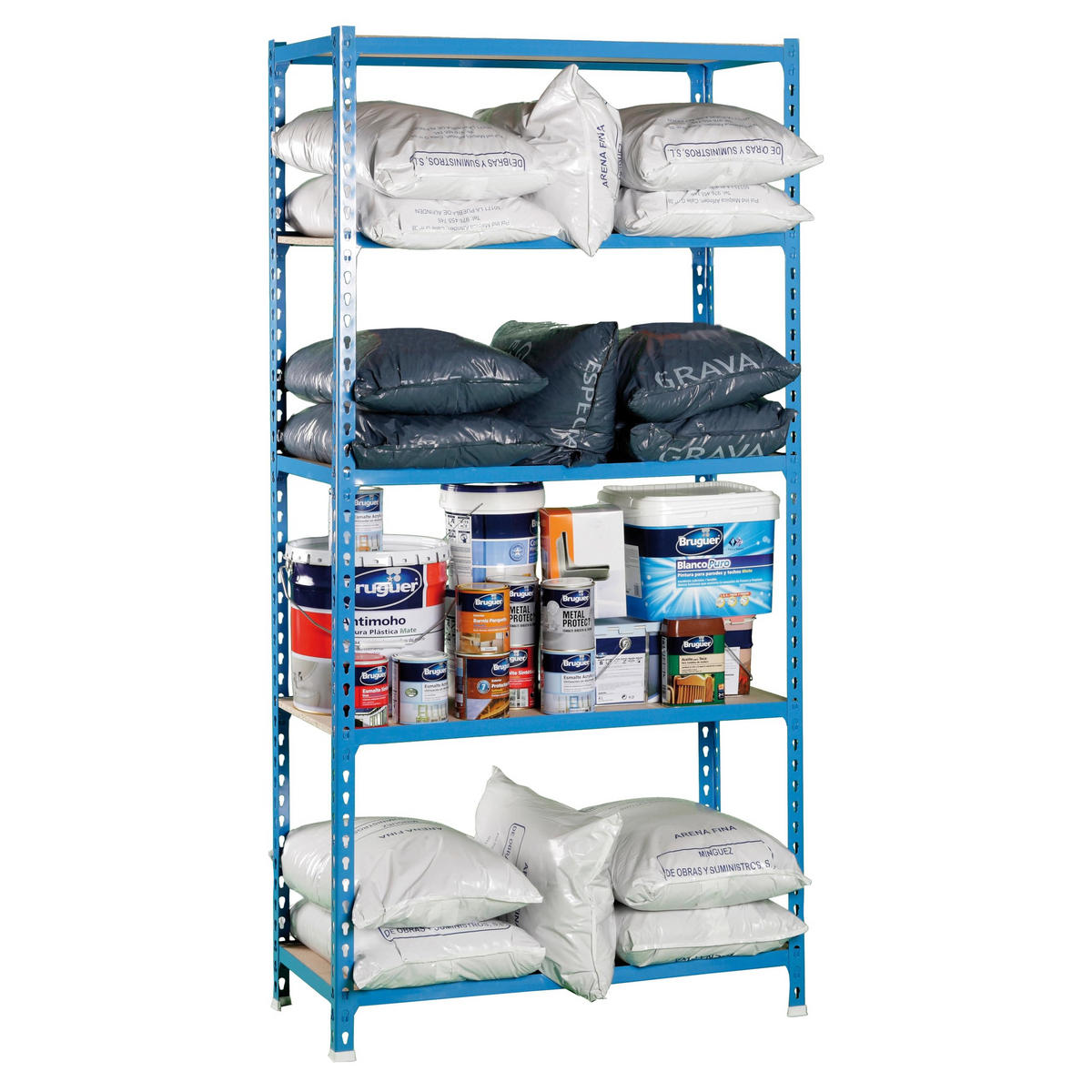 SCHWERLASTREGAL Big Muli HxBxT 200 x 100 x 50 cm 5 Fachböden Fachlast 150 kg Blau - Blau, Metall (100/200/50cm) - PROREGAL