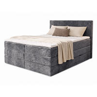 BOXSPRINGBETT Mollo Max - 180x200 - dunkelgrau (Tilia 90, Cord) - Dunkelgrau/Schwarz, Holz/Holzwerkstoff (180/200cm) - Sofnet