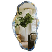 SPIEGEL 90x45 cm asymmetrisch mit Druck - Blaues Mosaik - Transparent, Glas (45/90/0.4cm) - TULUP