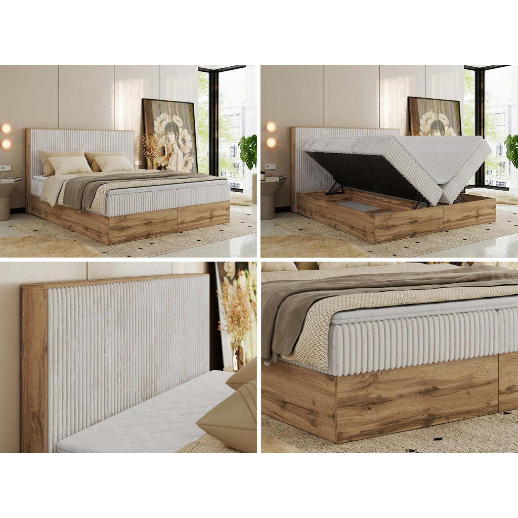 Thumbnail - MKS Boxbett, Beige, Textil, 2-Sitzer, H4, Rechteckig, 160x200 cm, Oeko-Tex®, Schlafzimmer, Betten, Boxspringbetten