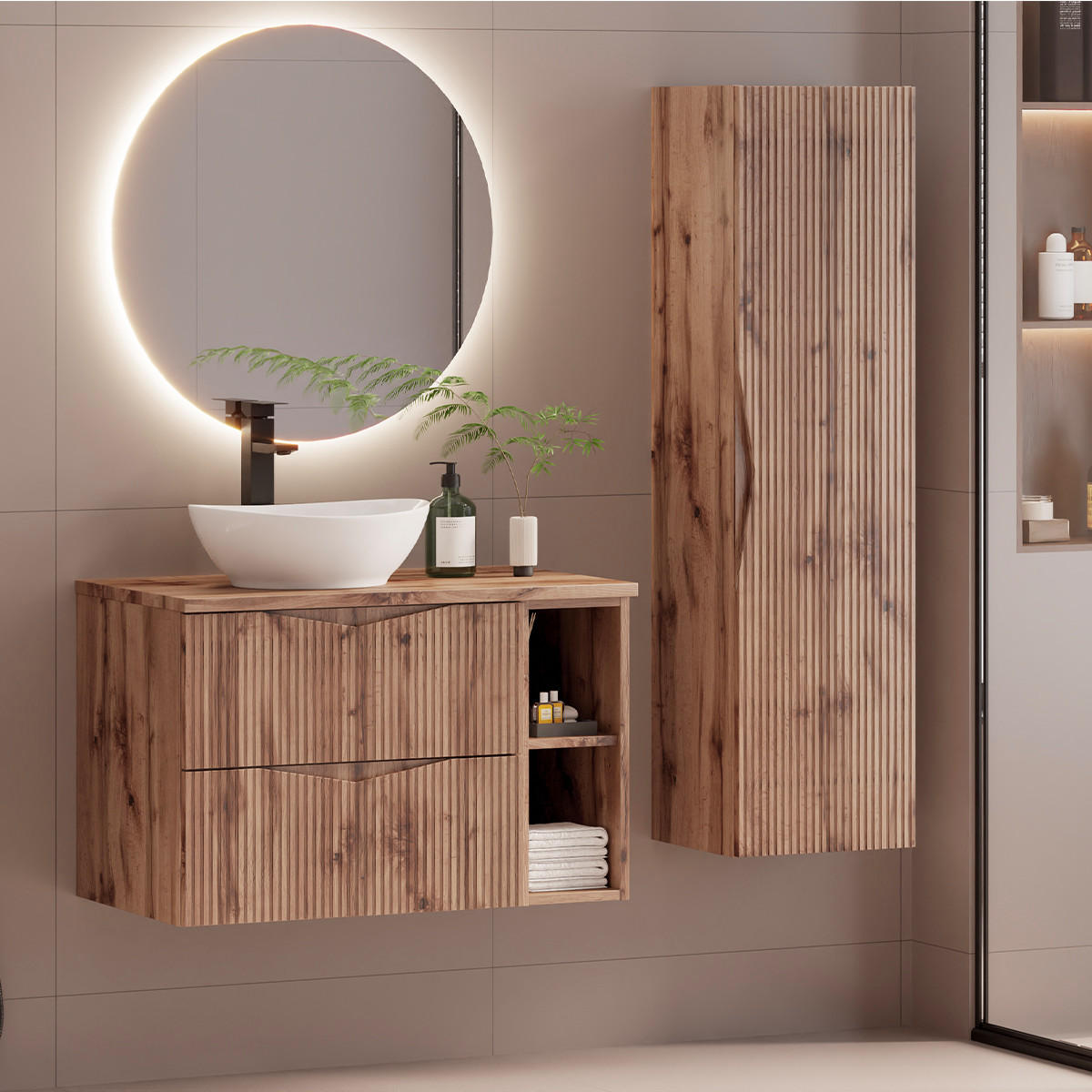 BADMÖBEL 80.6cm Tao 2er-Set Holz - Braun, Holzwerkstoff (80.6/52.2/46.5cm) - Petits-meubles