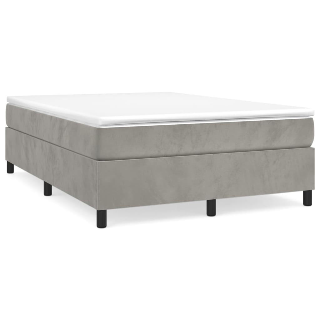 BOXBETTGESTELL Hellgrau 140/200 Cm Samt - Hellgrau, Textil (140/200cm) - vidaXL