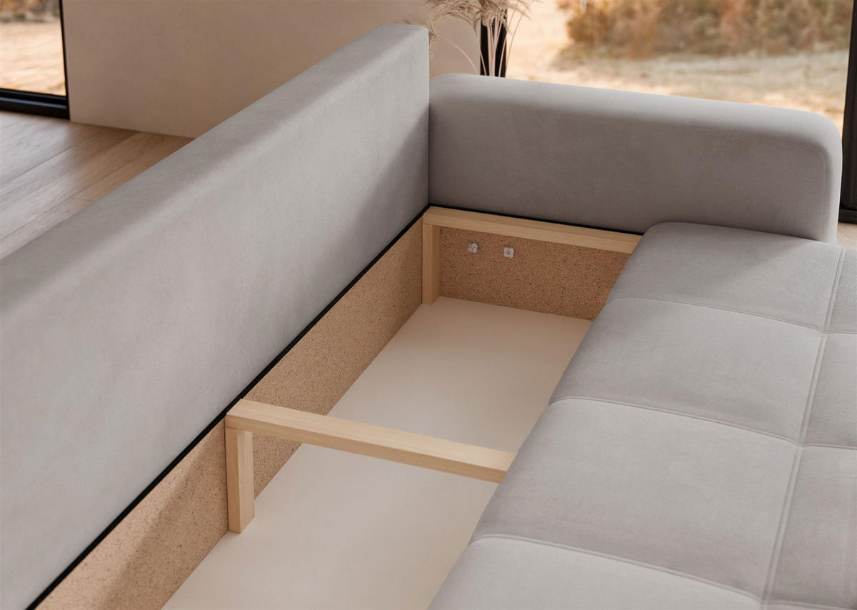 SCHLAFSOFA Leros - Hellgrau, Holzwerkstoff/Textil (244/79/93cm) - Fun Möbel