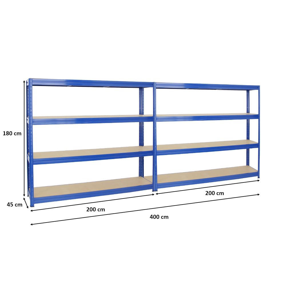 SCHWERLASTREGAL Dino 2er-Set mit 2x 180x200x45 cm Fachlast 500 kg Blau - Blau, Metall (400/200/45cm) - PROREGAL