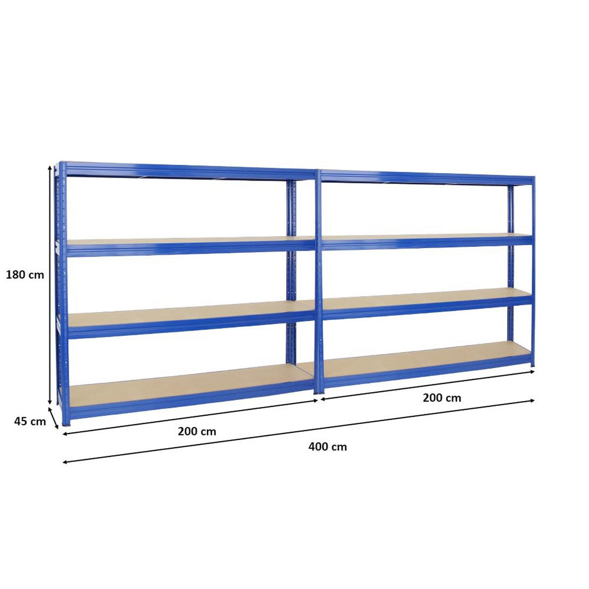SCHWERLASTREGAL Dino 2er-Set mit 2x 180x200x45 cm Fachlast 500 kg Blau - Blau, Metall (400/200/45cm) - PROREGAL