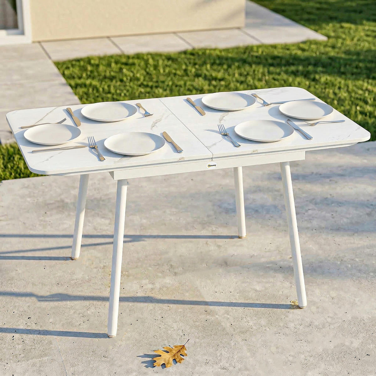 GARTENTISCH DE-14212 rechteckig 140x80 cm mit WPC Weiß - Weiß, Metall (140/80/75cm) - ComfortXL