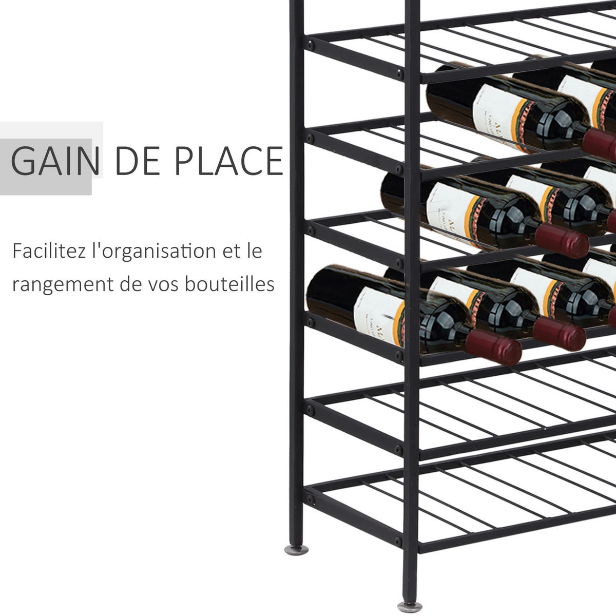 WEINREGAL, 54 Flaschen, schwarzes Metall, 63x25x91cm - Multicolor, Metall (63/91/25cm) - FORIOUS