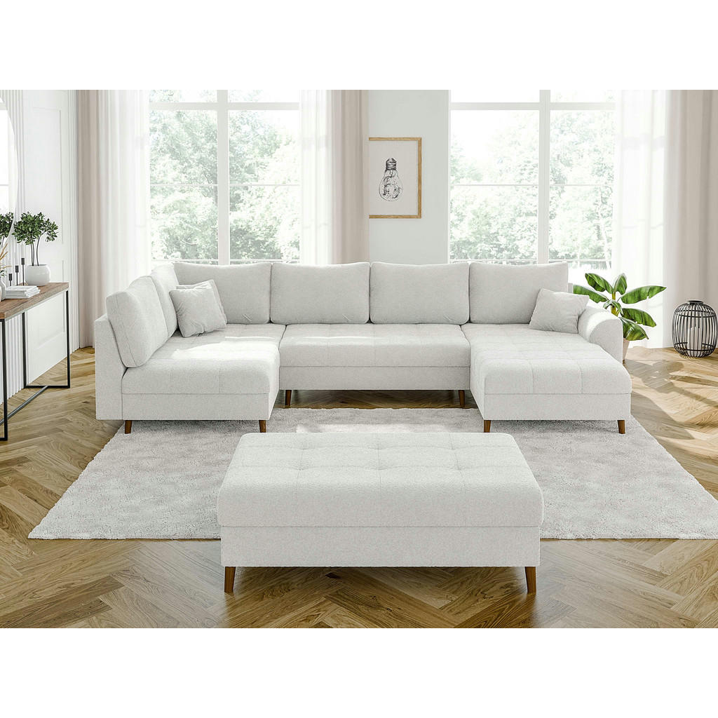 Thumbnail - S-Style Möbel Wohnlandschaft, Weiß, Textil, Echtholz,Buche, Birke, 8-Sitzer, Füllung: Silikon,Silikon,Polyetherschaumker...
