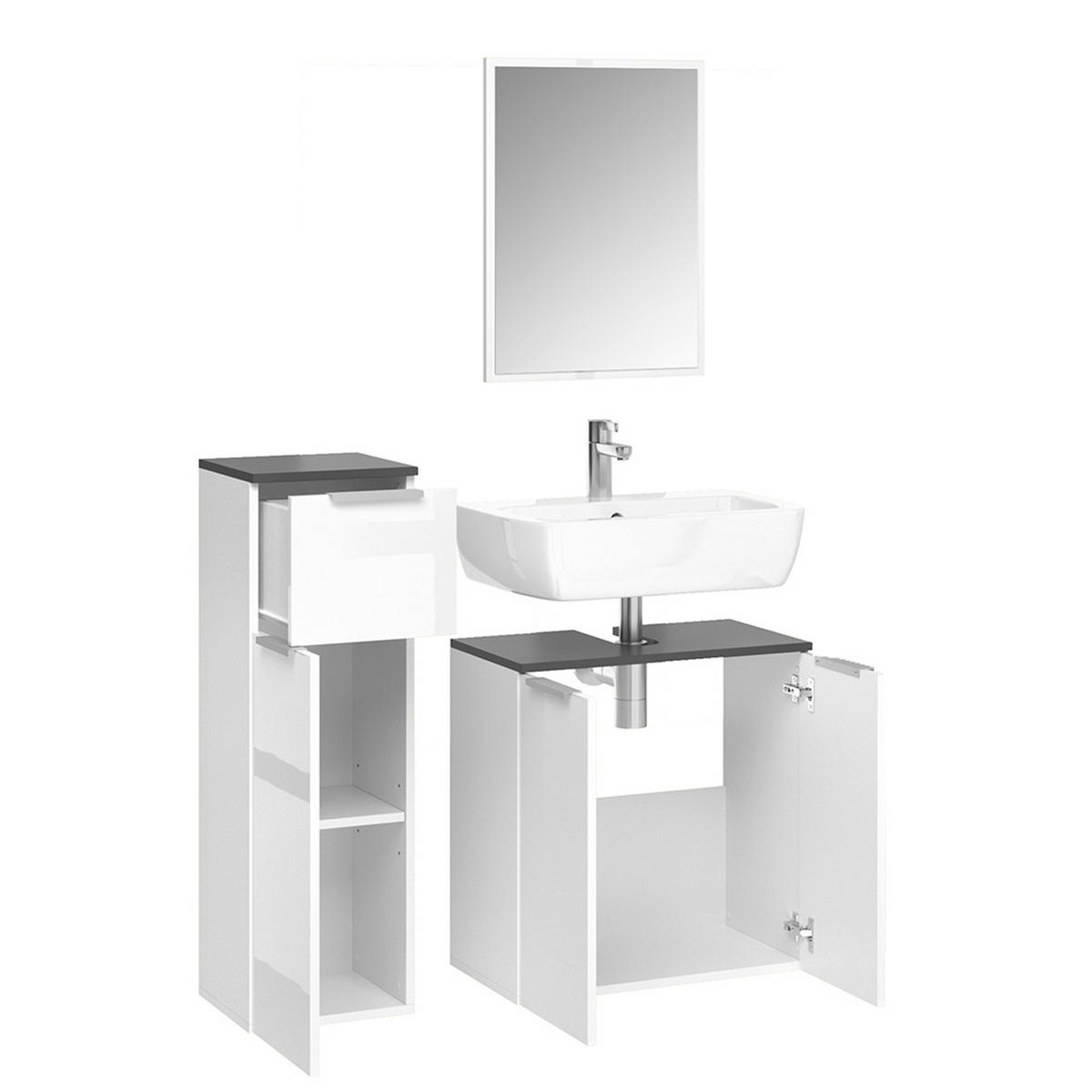 BADMÖBEL-SET Otis Weiß 3 Teile - Weiß, Holzwerkstoff (58/60/33cm) - Vicco