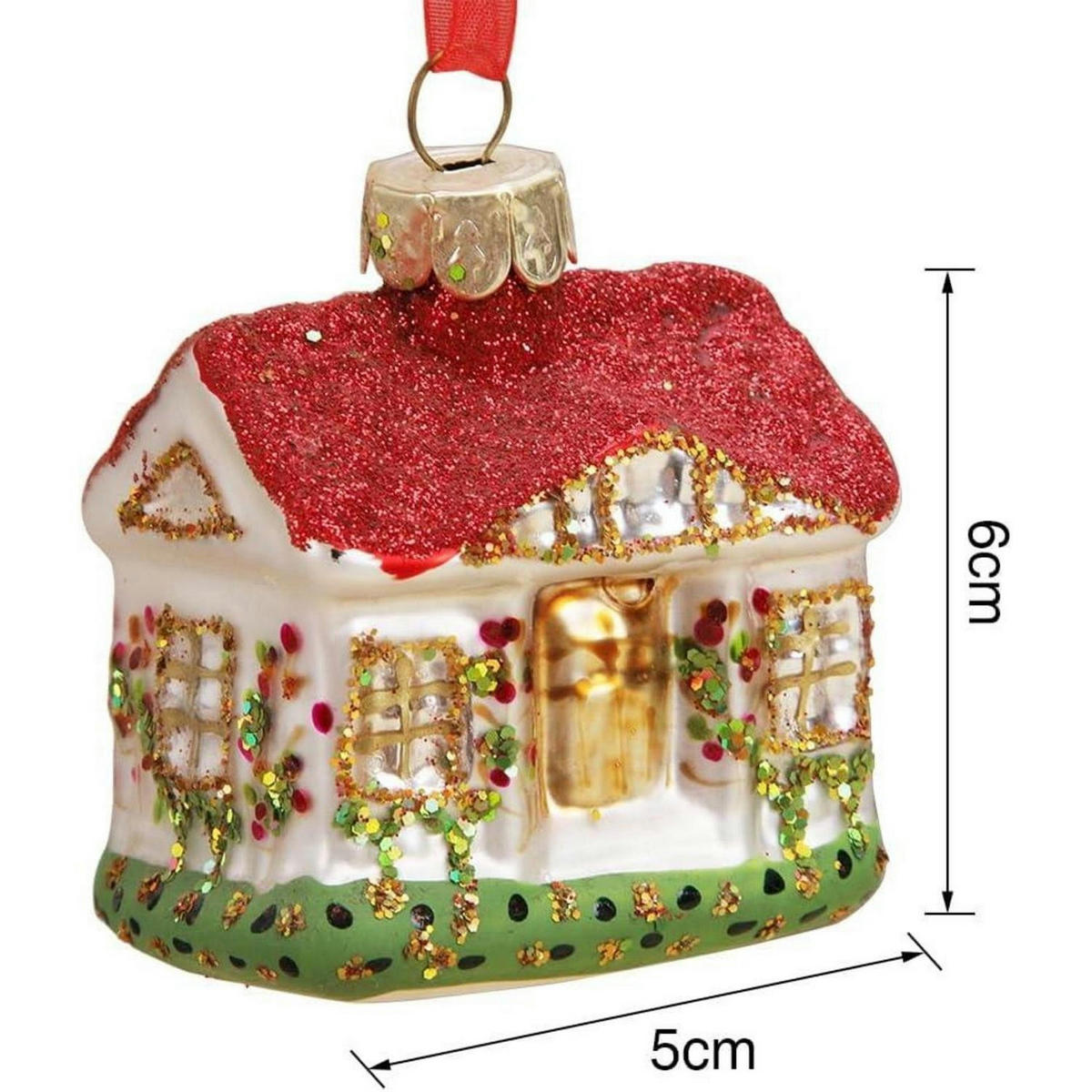 CHRISTBAUMSCHMUCK Glas Haus Vintage Anhänger - Multicolor, Glas (6/7/7cm)