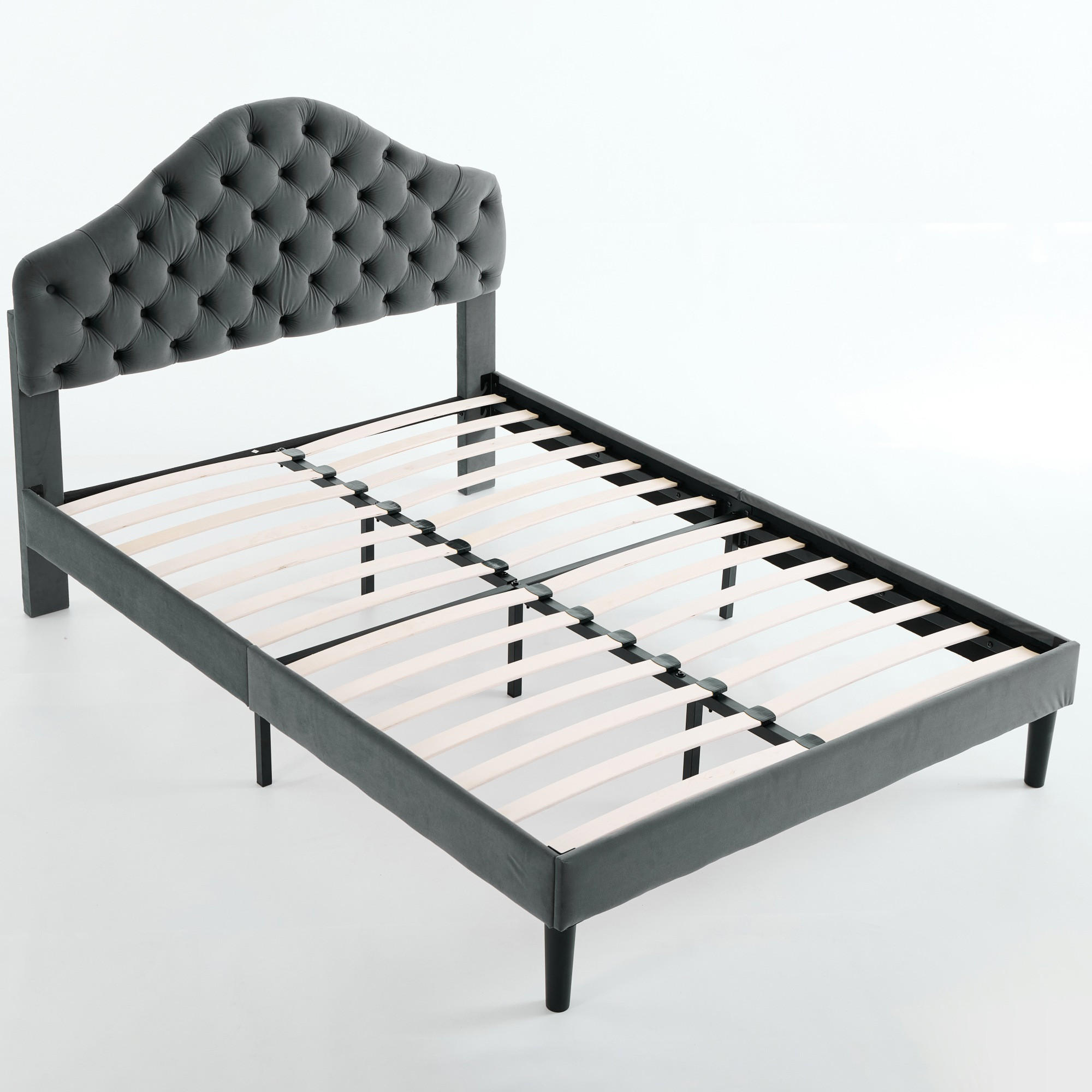 POLSTERBETT 140/200 cm DE-32939 mit verstellbarem Kopfteil Grau - Grau, Metall (140/200cm) - ComfortXL
