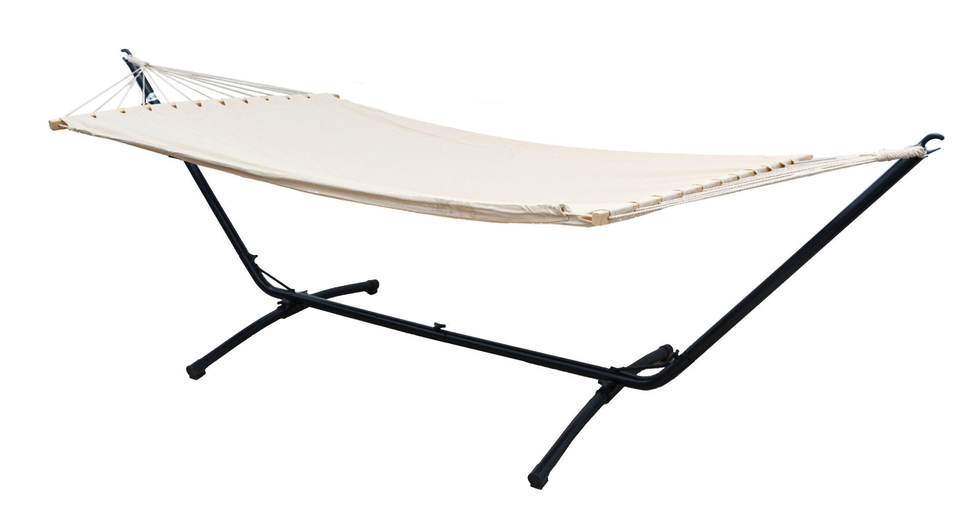 XL HÄNGEMATTE mit Gestell 310/100 cm, Beige/Schwarz - Schwarz, Metall (100/96/310cm) - Amanka