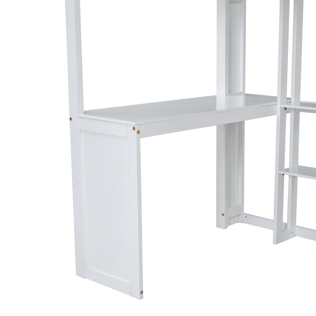 PATROVÁ POSTEL 90/200 cm v bílé barvě se stolem, skříní a policemi - bílá, dřevo/kompozitní dřevo (90/200cm) - CHICFURN