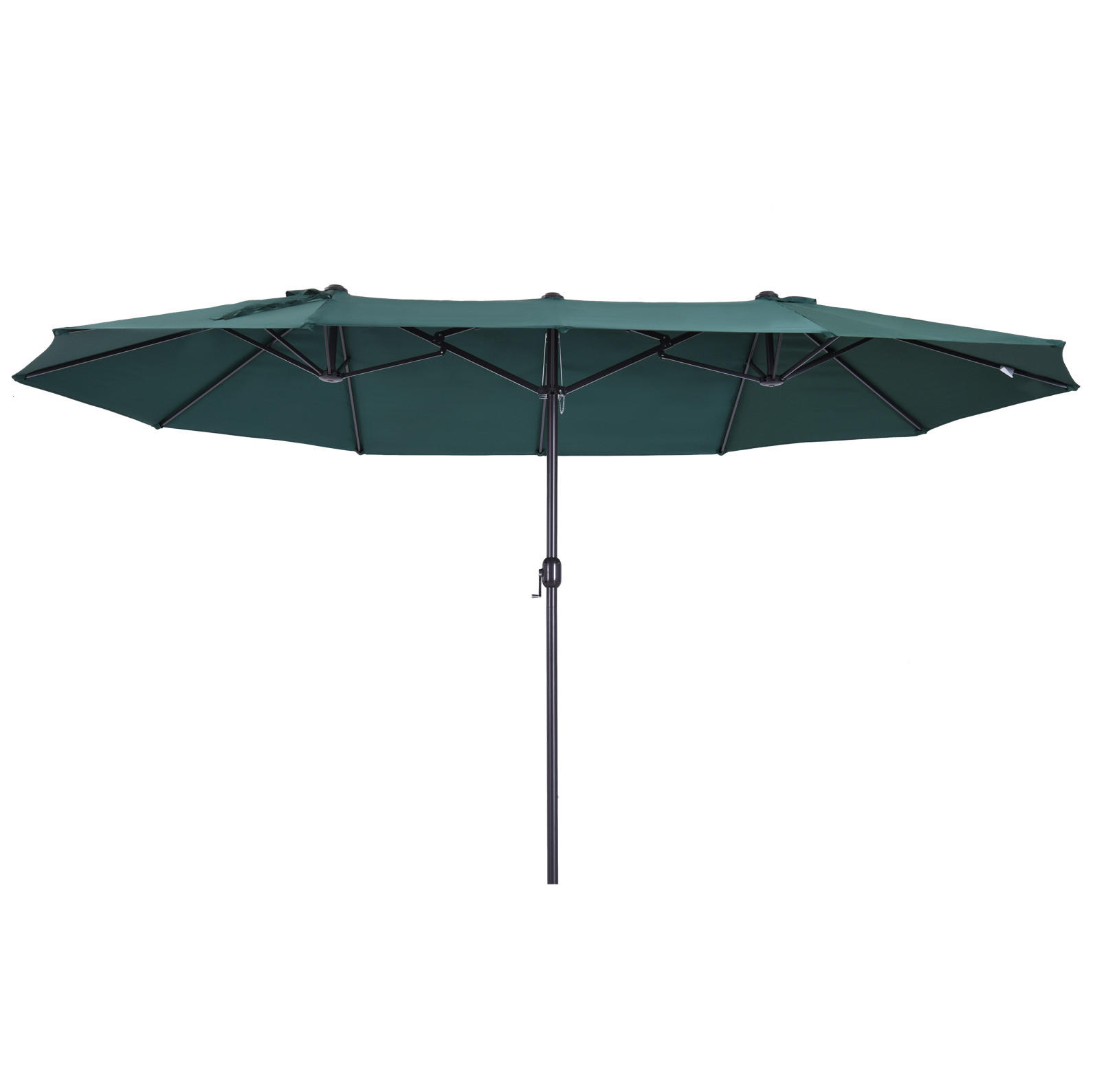 DOPPELSONNENSCHIRM aus Stahl 455x265x238 cm in Dunkelgrün mit Handkurbel - Dunkelgrün, Metall (265/455cm) - Modfu