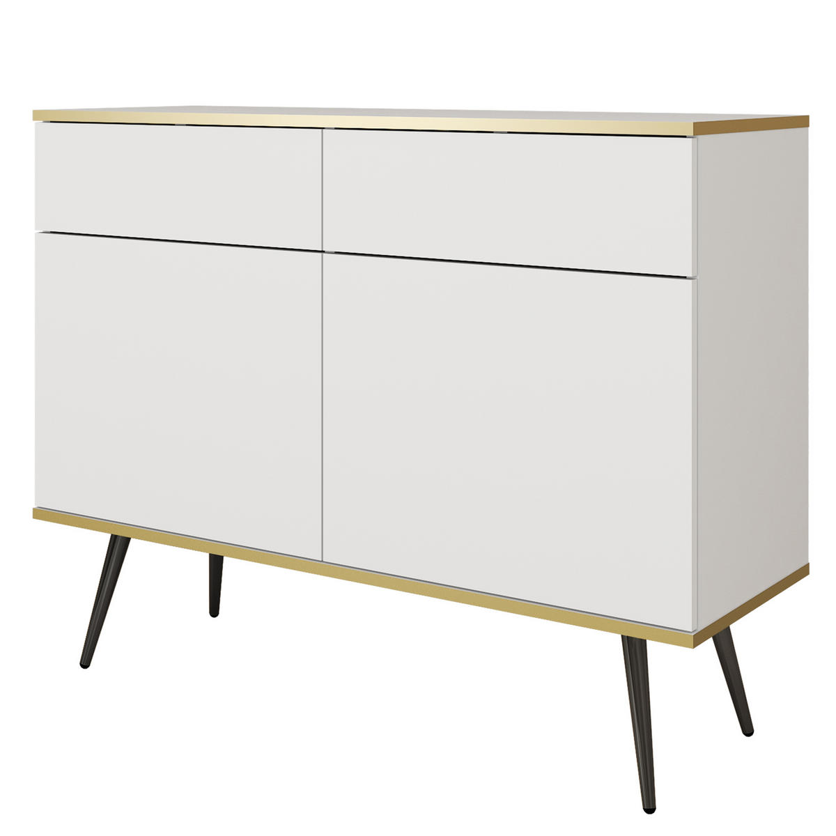 SIDEBOARD VENEZIA 107/85/39cm mit 2 Schubladen 2 Türen Weiß - Weiß, Holzwerkstoff (107/85/39cm) - MASSENO