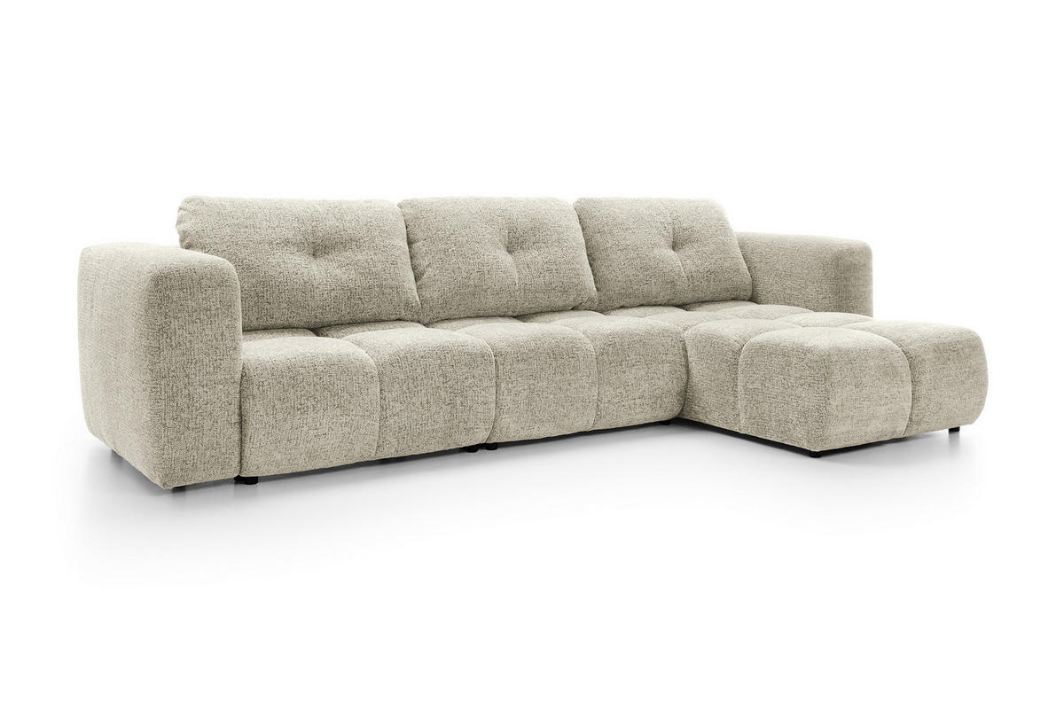 ECKSOFA ARTE 03 Creme Chenille mit Schlaffunktion - Creme, Holz (336/177cm) - MASSENO