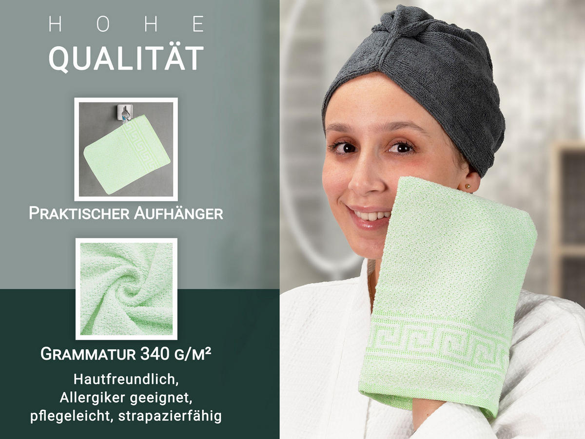 WASCHHANDSCHUH, 20er-Set, 16x22 cm, 70% Baumwolle, 30% Polyester, Grün - Grün, Textil (16/22cm) - Zollner