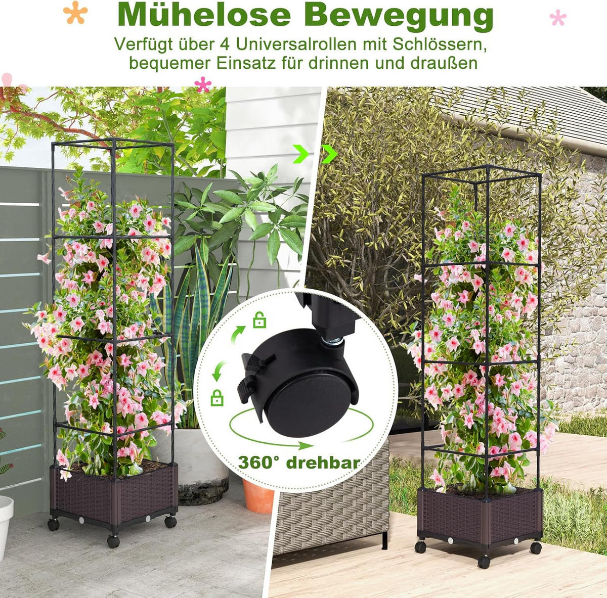 PFLANZKASTEN Schwarz - Schwarz, Kunststoff (170cm) - COSTWAY