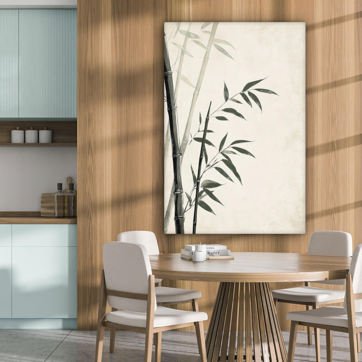 LEINWANDBILD Japandi - Bambus - Beige 80x120 cm - Eukalyptusholzfarben, Textil (80/120cm) - MuchoWow