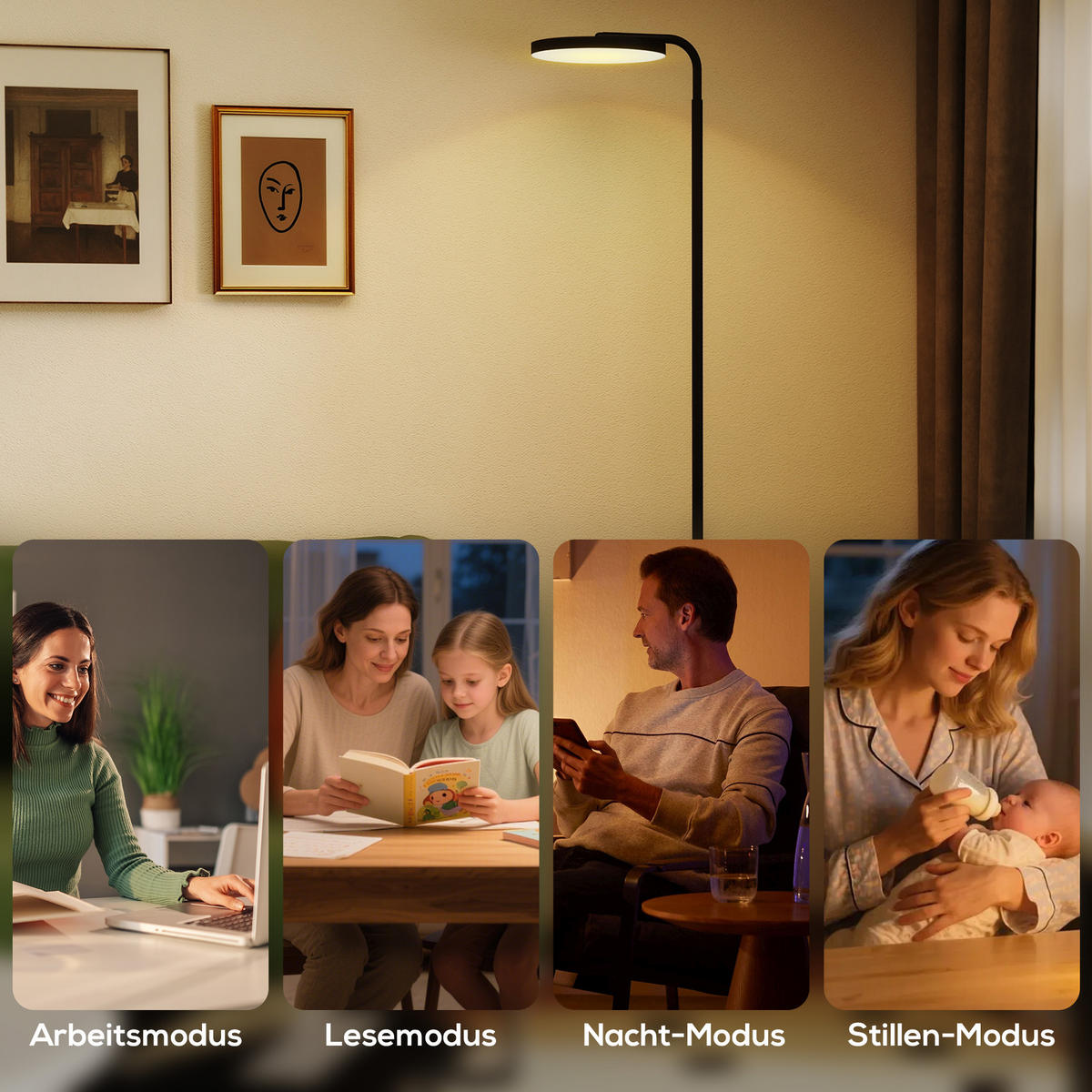 STEHLAMPE LED Dimmbar mit magnetischer Fernbedienung - Schwarz, Metall (41/25/177cm) - HOMCOM
