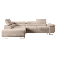 ECKSOFA Stevil Dunkelbeige Cordbezug - Silberfarben/Mokka, Textil/Metall (275/203cm) - Selsey