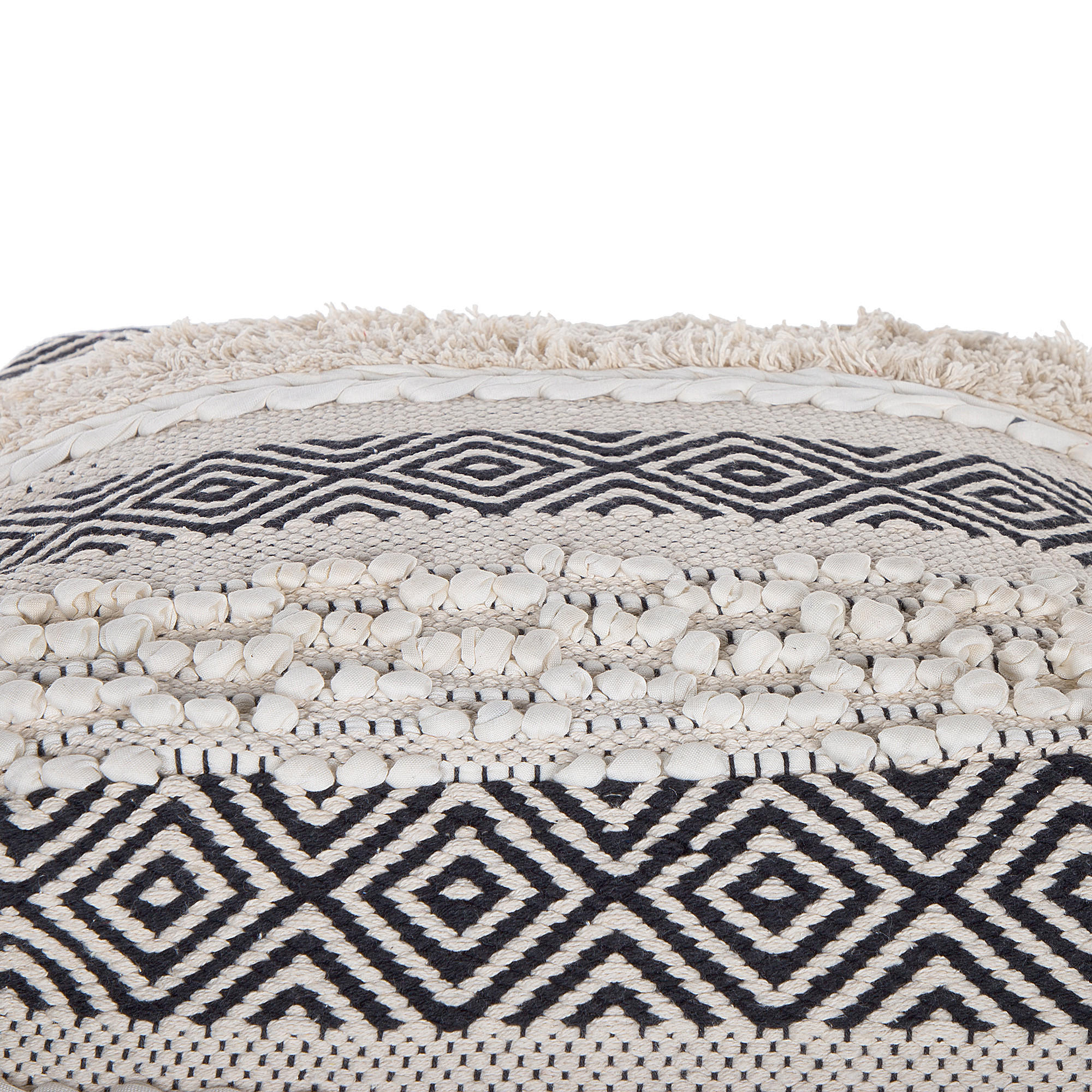 POUF Kanam 50/50/50 cm - Weiß, Naturmaterialen/Textil (50/50/50cm) - Beliani
