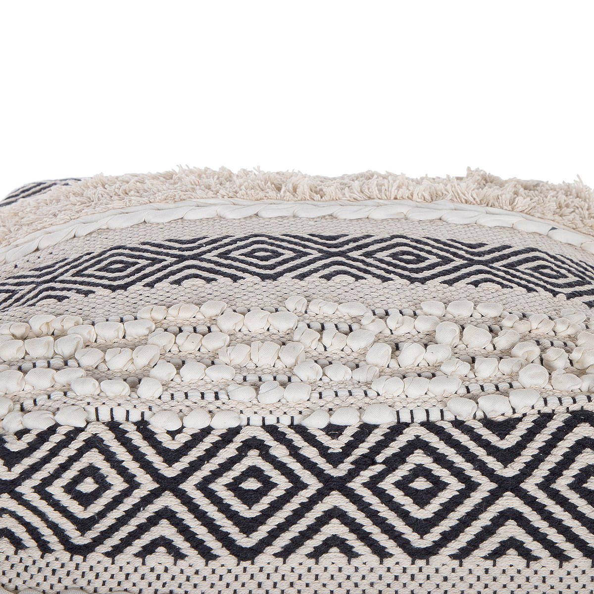POUF Kanam 50/50/50 cm - Weiß, Naturmaterialen/Textil (50/50/50cm) - Beliani