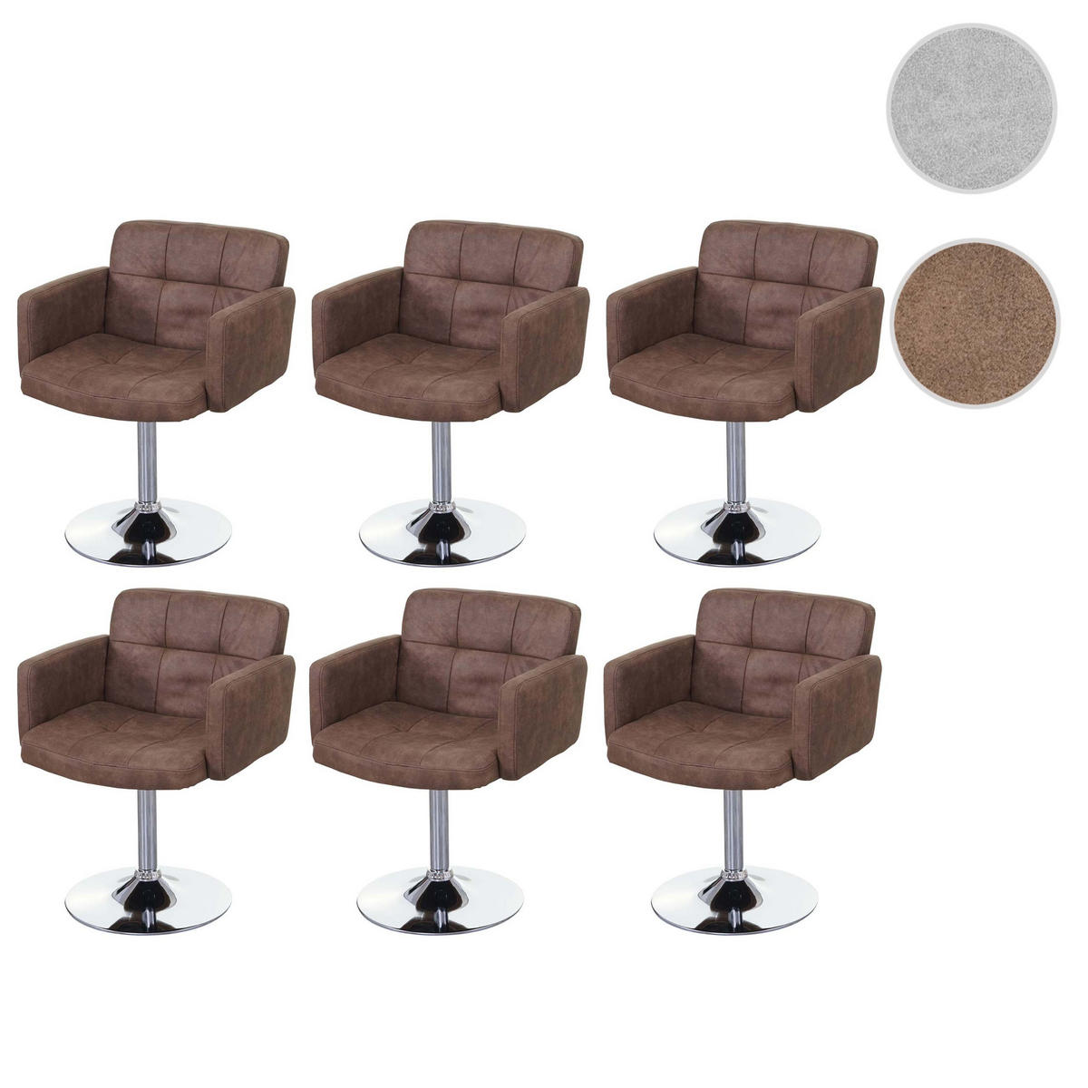 ESSZIMMERSTUHL Braun 6er-Set - Braun, Textil (60/80/55cm) - MCW