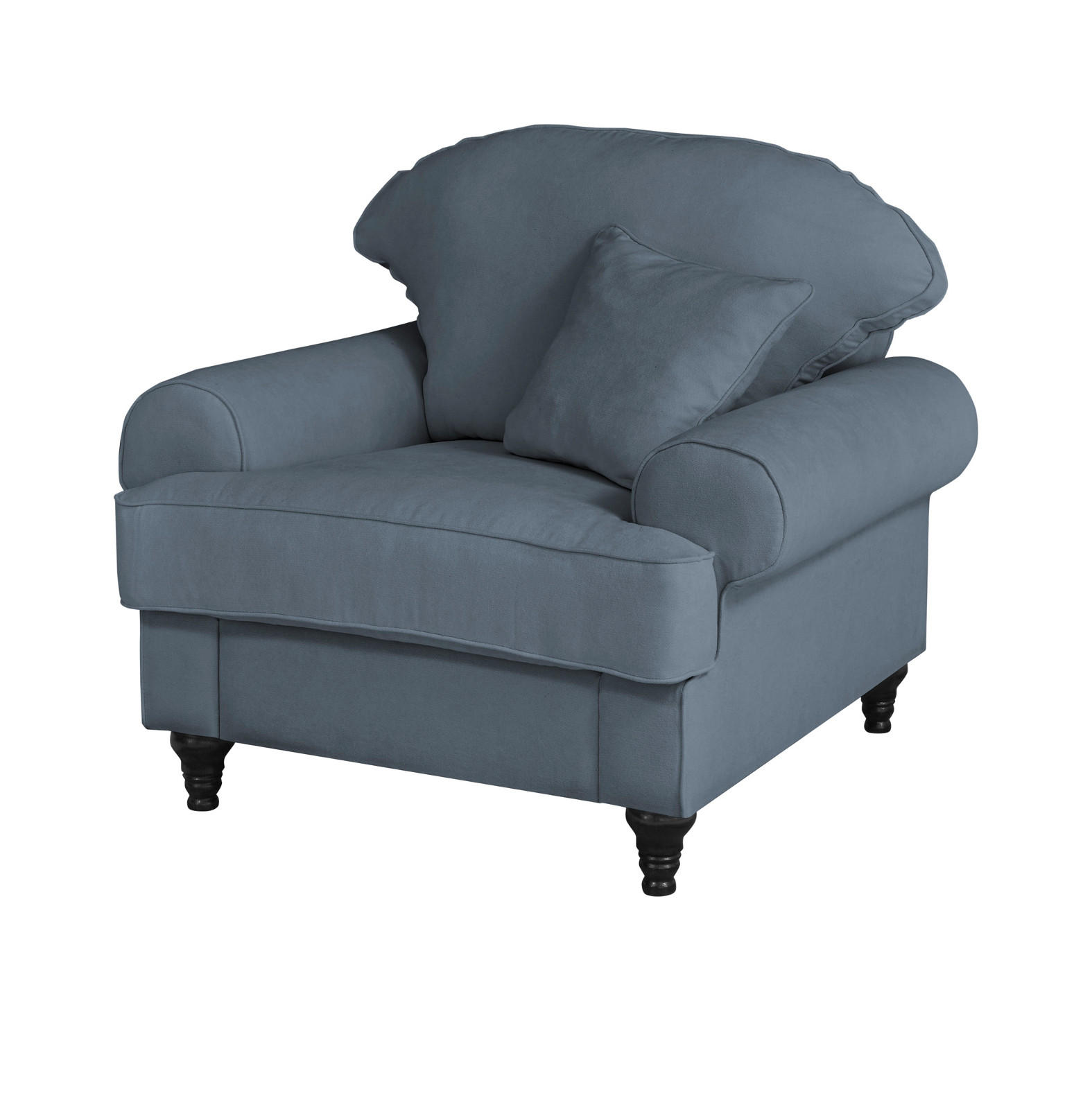 SESSEL blau Landhaus, Loungesessel 110 cm - Blau/Braun, Holz/Textil (110/95/100cm) - Furn.Design