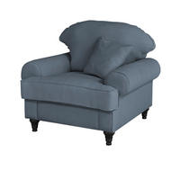SESSEL blau Landhaus, Loungesessel 110 cm - Blau/Braun, Holz/Textil (110/95/100cm) - Furn.Design