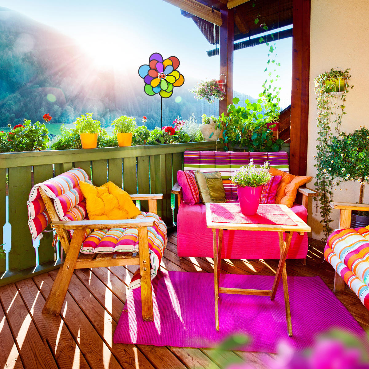 WINDRAD - Multicolor, Kunststoff/Textil (36.5/86.5/14cm) - Relaxdays