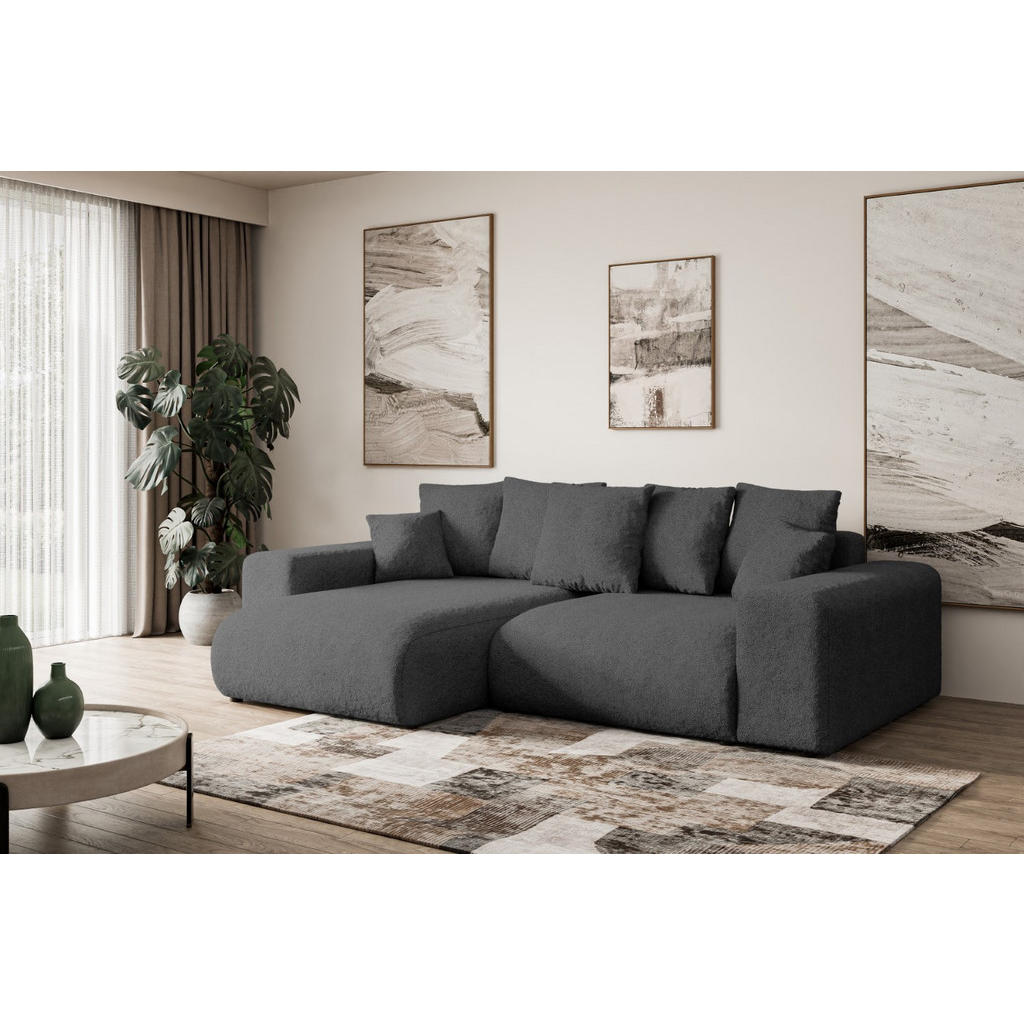Thumbnail - Altdecor Ecksofa, Grau, Textil, 4-Sitzer, L-Form, Ottomane links, 256x165 cm, Wohnzimmer, Sofas & Couches, Wohnlandschaf...