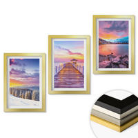 WANDBILDER 3er Set - 20x30 cm Goldrahmen - Winterliche Bergseelandschaft - Goldfarben, Kunststoff (20/30cm) - ArtPrintCave