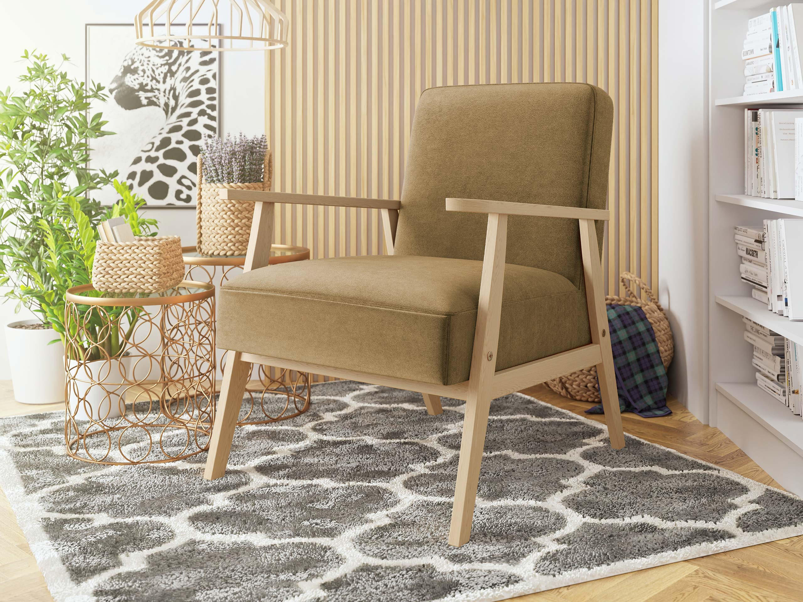 SESSEL Retro - Hellbraun/Naturfarben, Holz/Textil (59/76/67cm) - MIRJAN24