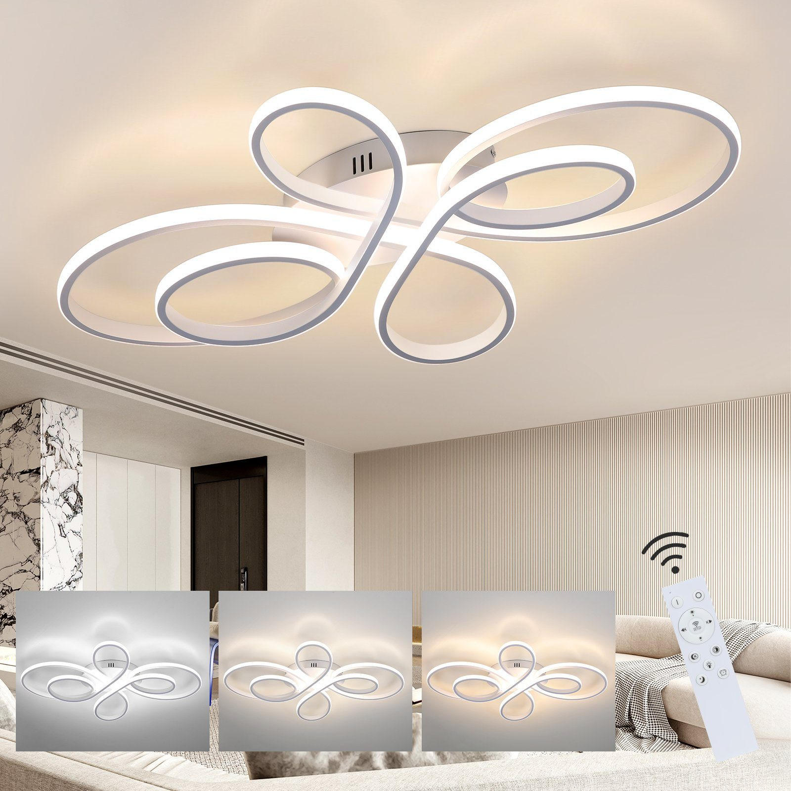 LED-DECKENLEUCHTE Alaric 100/58/9 cm - Weiß, Metall (100/58/9cm) - Nettlife