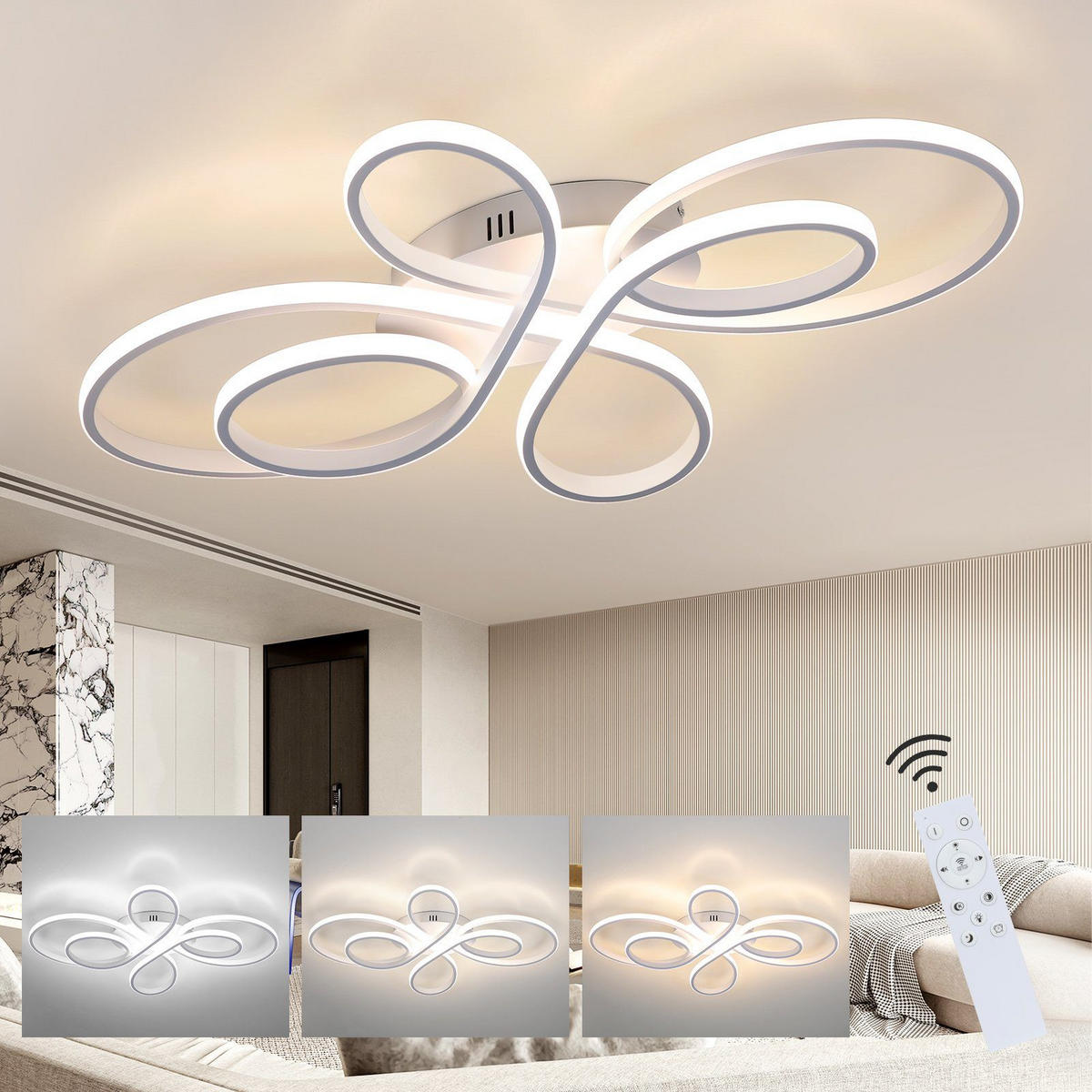 LED-DECKENLEUCHTE Alaric 100/58/9 cm - Weiß, Metall (100/58/9cm) - Nettlife