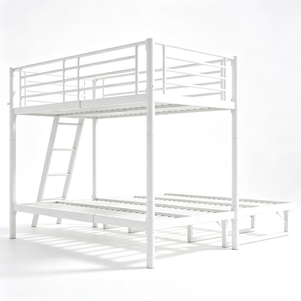 ETAGENBETT 90/200 cm mit Ausziehbett, DE-41598, in Weiß - Weiß, Metall (90/200cm) - ComfortXL