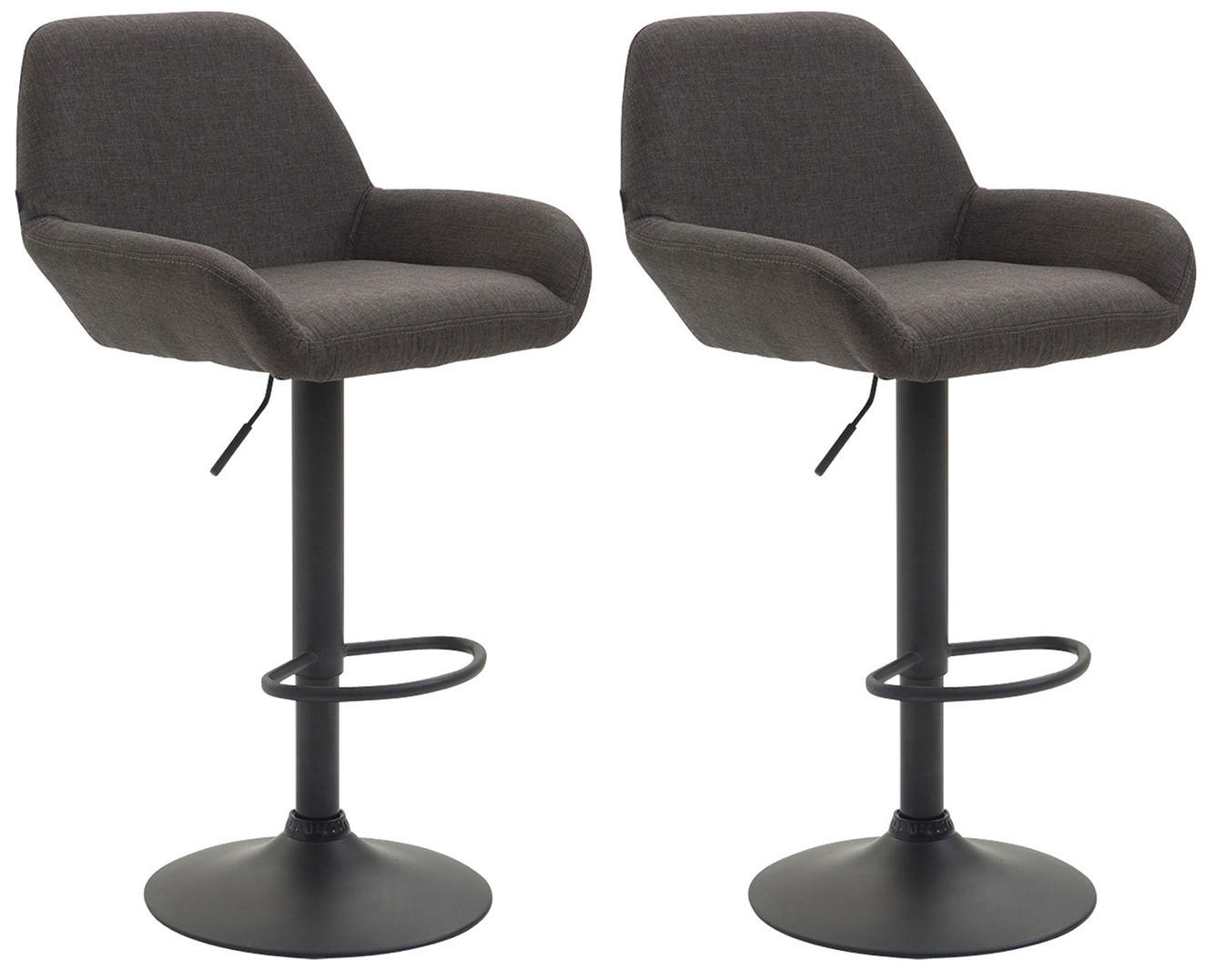 BARHOCKER 2er Set Stoff dunkelgrau - Dunkelgrau/Schwarz, Textil/Metall (51/89/52cm) - CLP