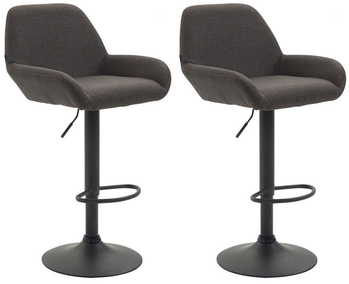 BARHOCKER 2er Set Stoff dunkelgrau - Dunkelgrau/Schwarz, Textil/Metall (51/89/52cm) - CLP