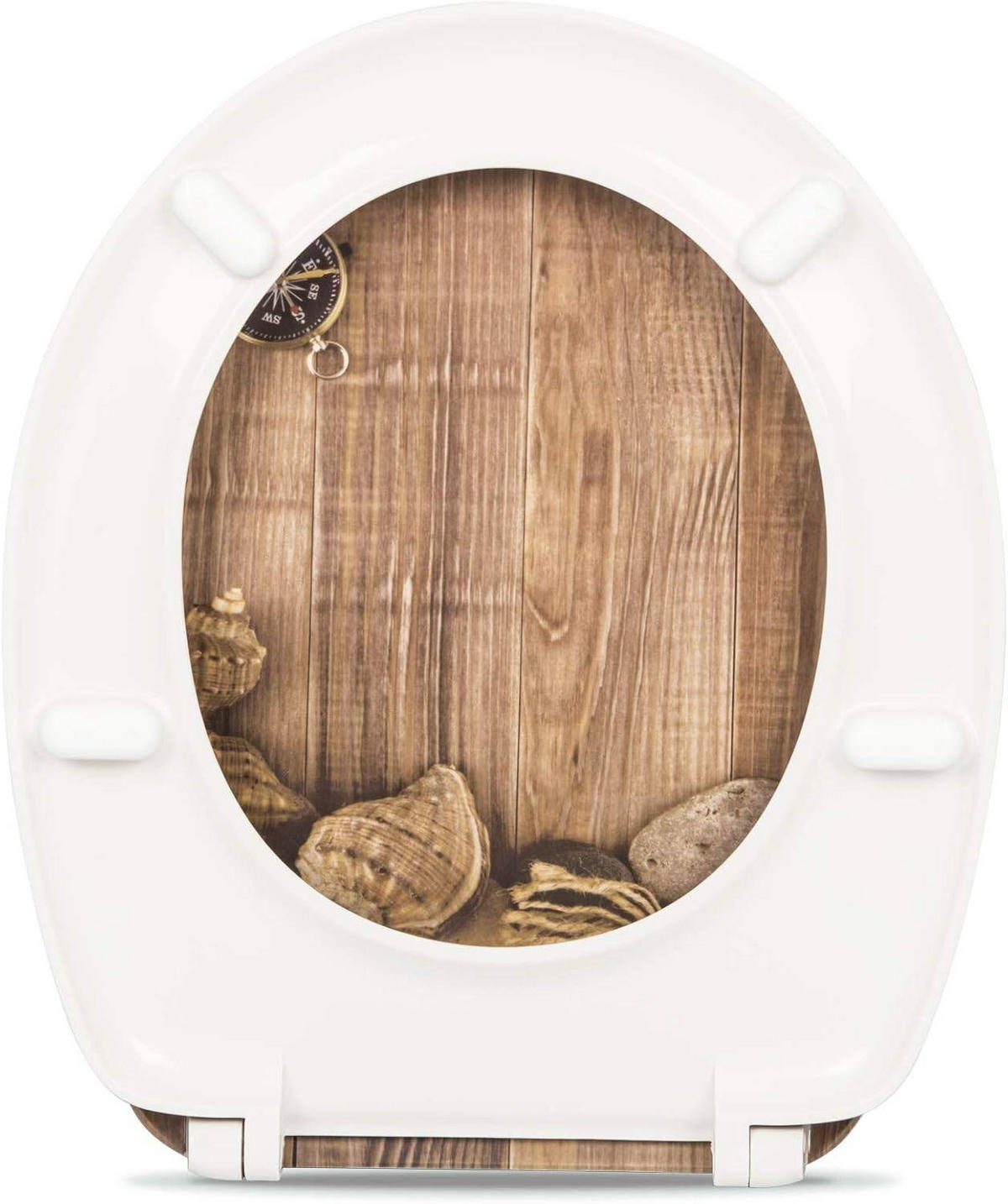 WC SITZ mit Absenkautomatik,Antibakteriell Oval,Beige Schale - Braun, Kunststoff (37/2.5/45cm) - Woltu