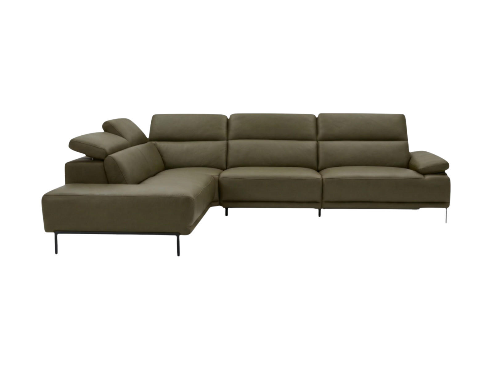 ECKSOFA Fiesta Echtleder Olivgrün - Olivgrün, Leder/Metall (220/282cm)