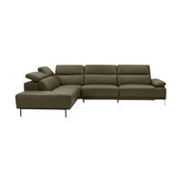 ECKSOFA Fiesta Echtleder Olivgrün - Olivgrün, Leder/Metall (220/282cm)