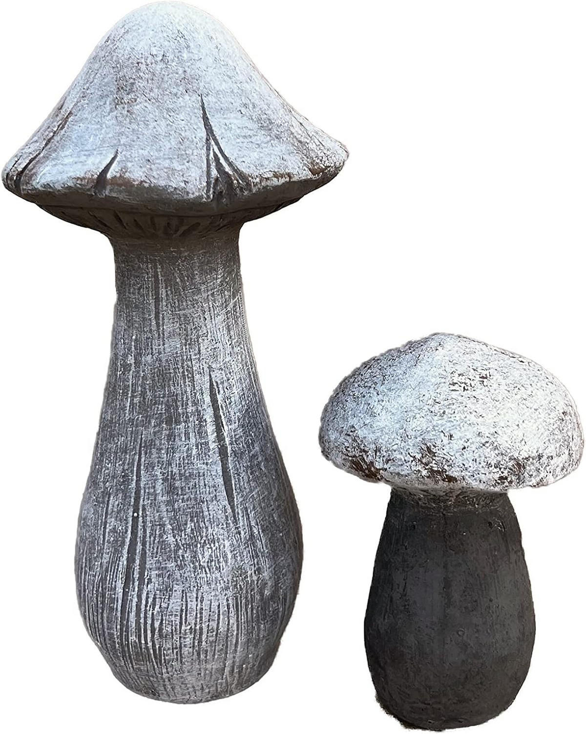 STEINFIGUR 2er Set Waldpilze frostfest Steinguss - Grau, Stein (8/18/9cm) - stoneandstyle